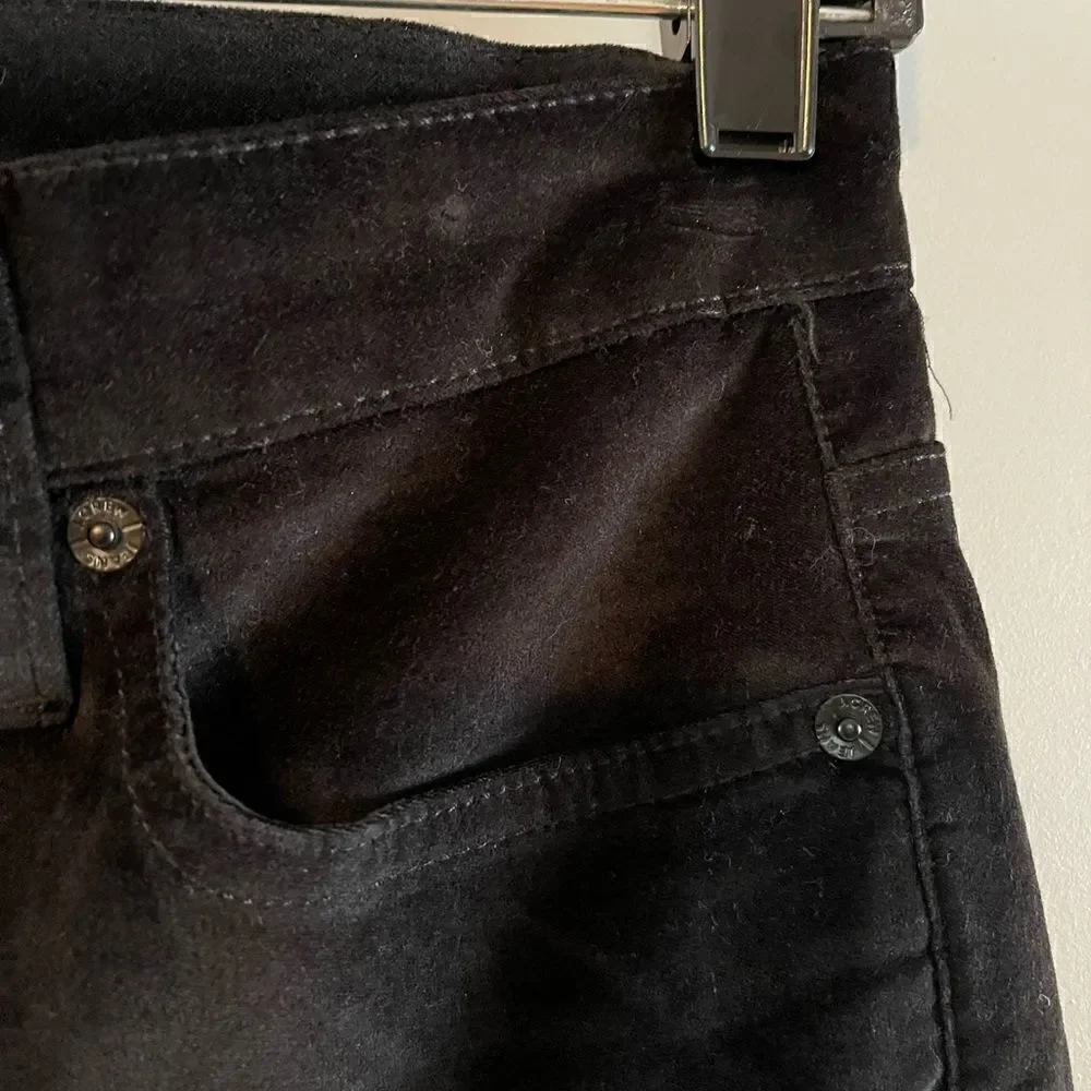 J. Crew Jeans Velvet High Rise Toothpick Jeans || SZ 27 || Black Velvet